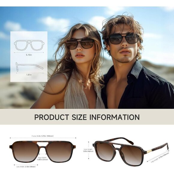 Retro Aviator Sunglasses for Women Men Polarized UV Protection Trendy Vintage